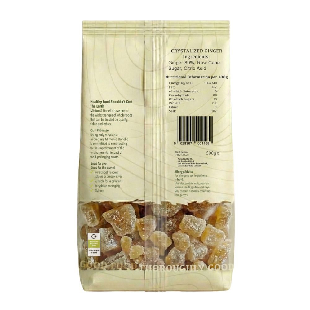 Minton & Donello Diced Crystallised Ginger 6 x 500g