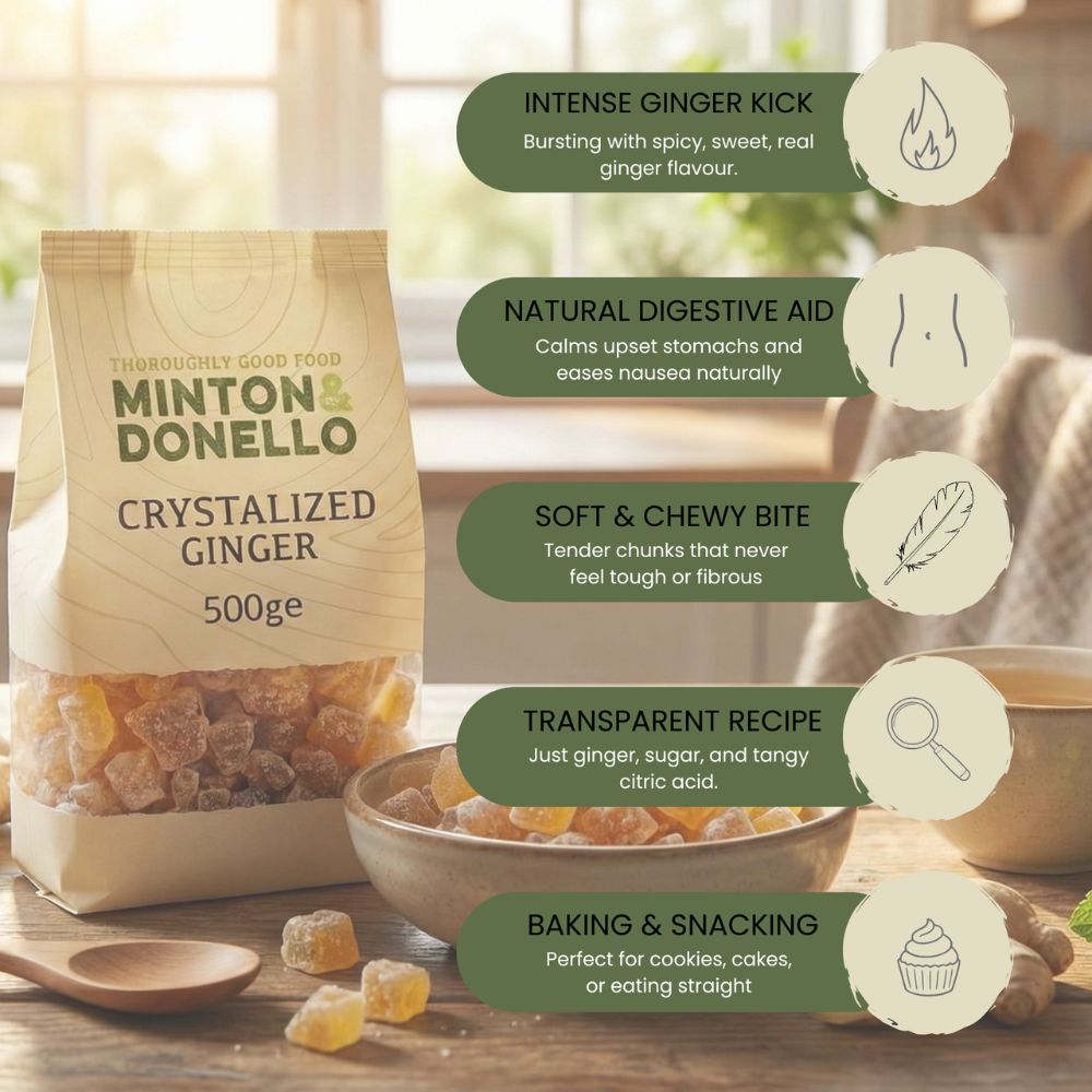 Minton & Donello Diced Crystallised Ginger 6 x 500g