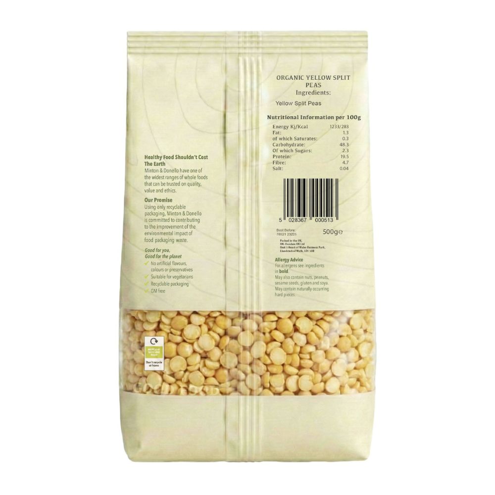 Minton & Donello Organic Yellow Split Peas 6 x 500g