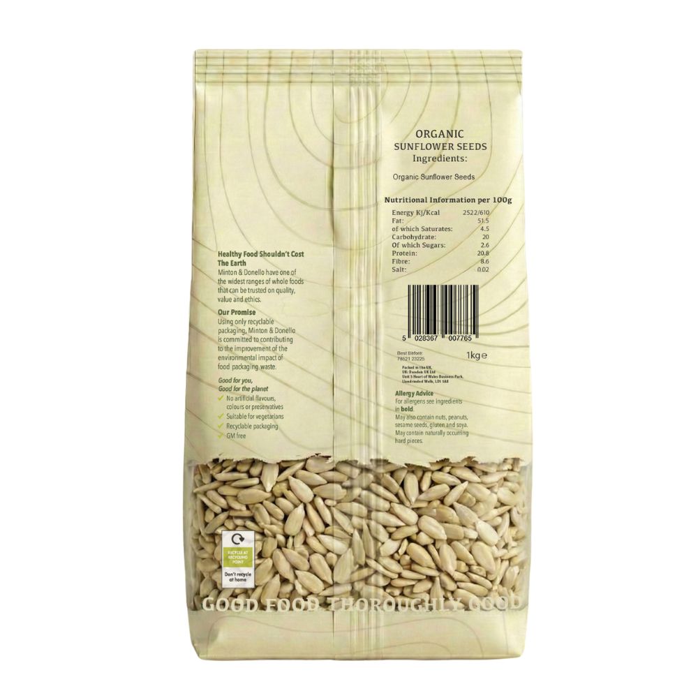 Minton & Donello Organic Sunflower Seeds 6 x 1Kg