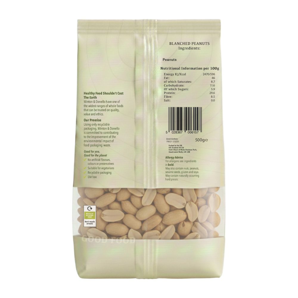 Minton & Donello Blanched Peanuts 6 x 500g