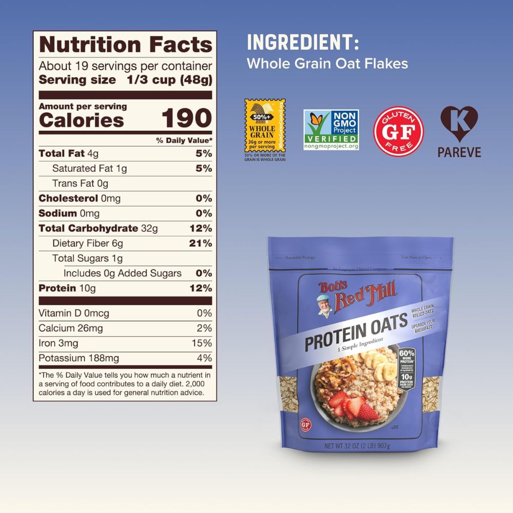 Bob's Red Mill Gluten Free Protein Rolled Oats 907g