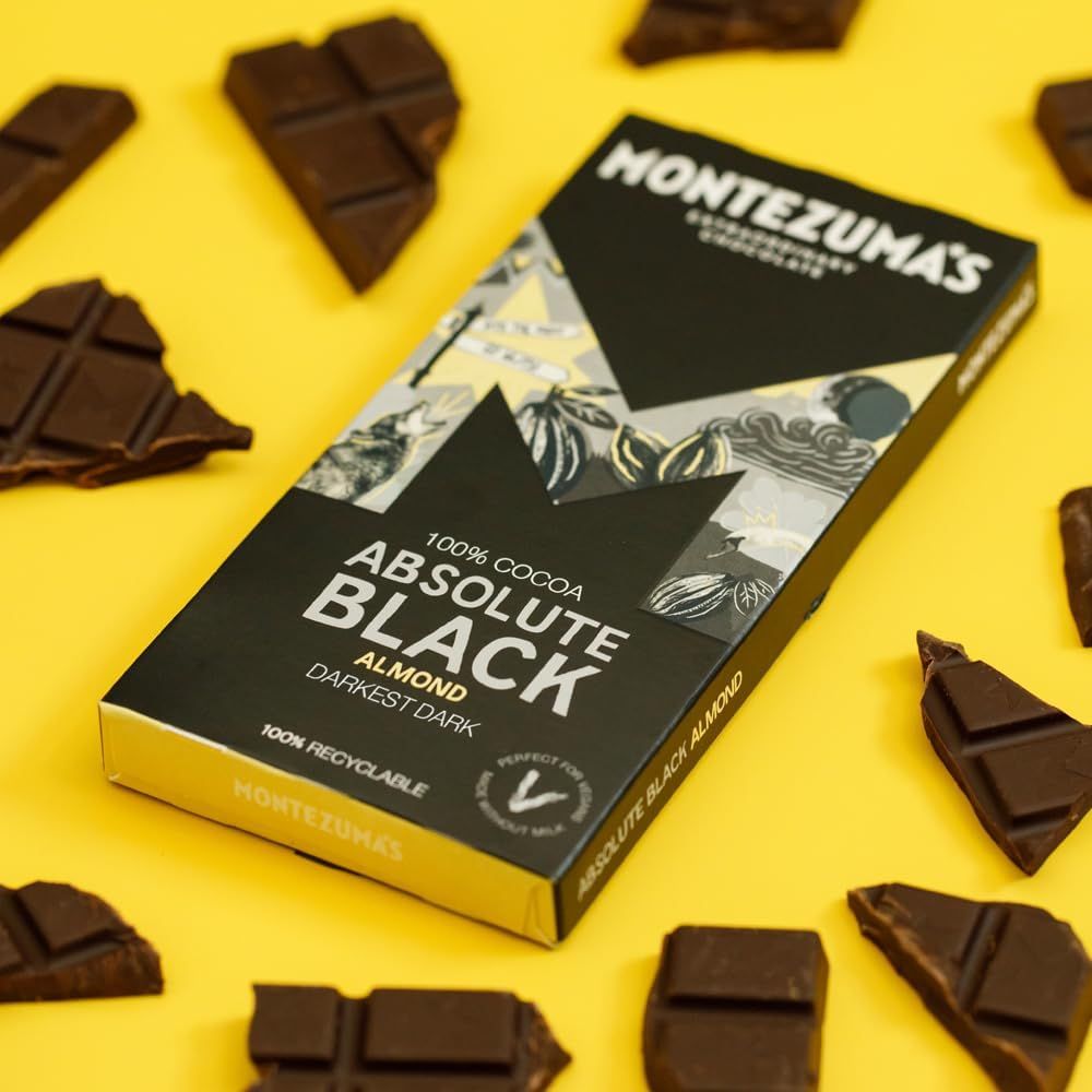 Montezuma Absolute Black Chocolate with Almonds 12 x 90g