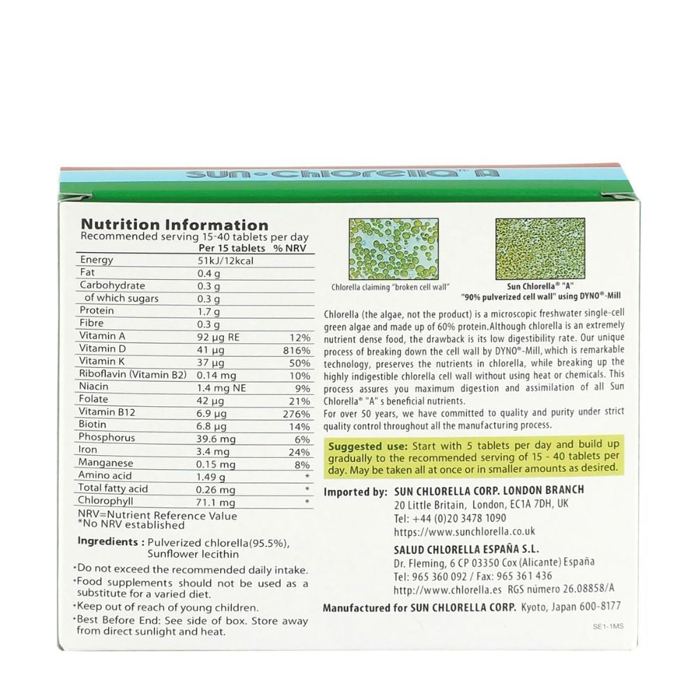 Sun Chlorella Sun Chlorella A 300 Tablets