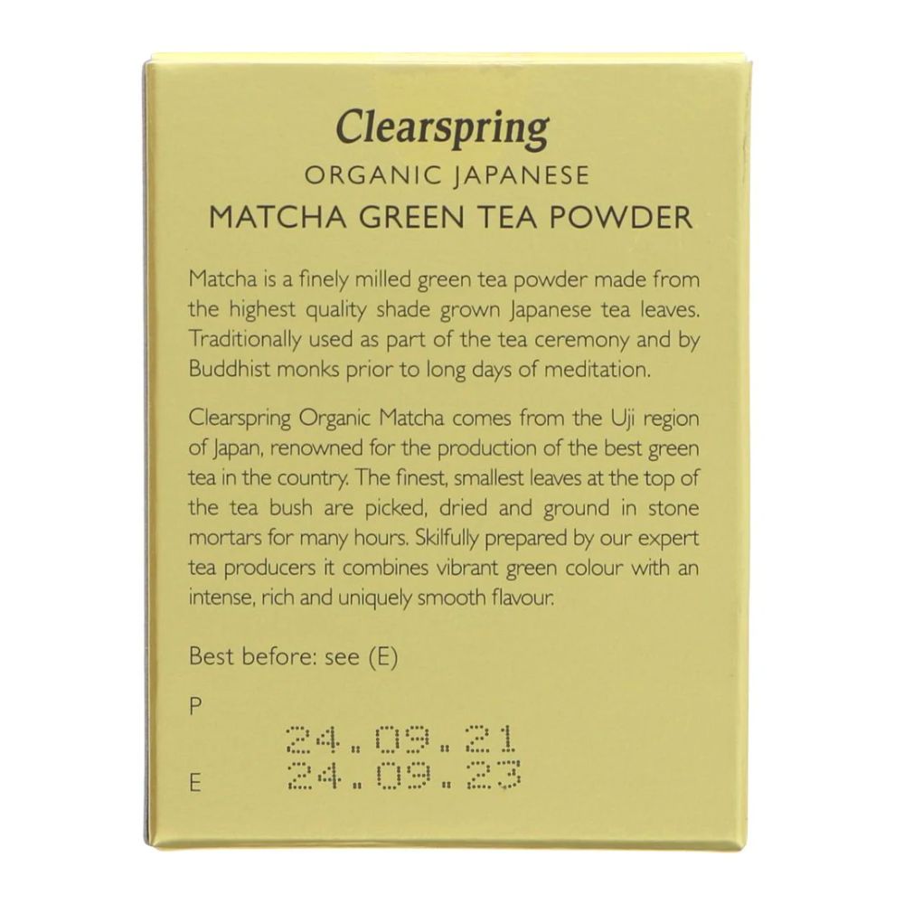 Clearspring Organic Japanese Matcha Green Tea Powder Ceremonial Grade 30g