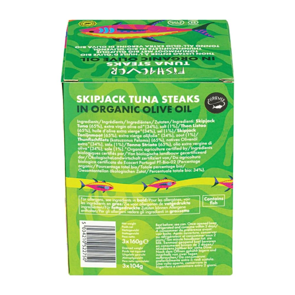 Fish4ever Azores Skipjack Tuna Steaks in Olive Oil 3 x 160g x6