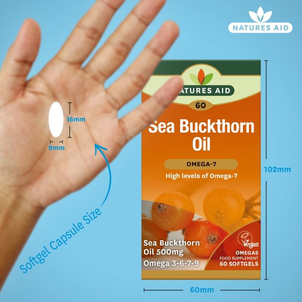 Natures Aid Sea Buckthorn Oil 500mg 60 Softgels