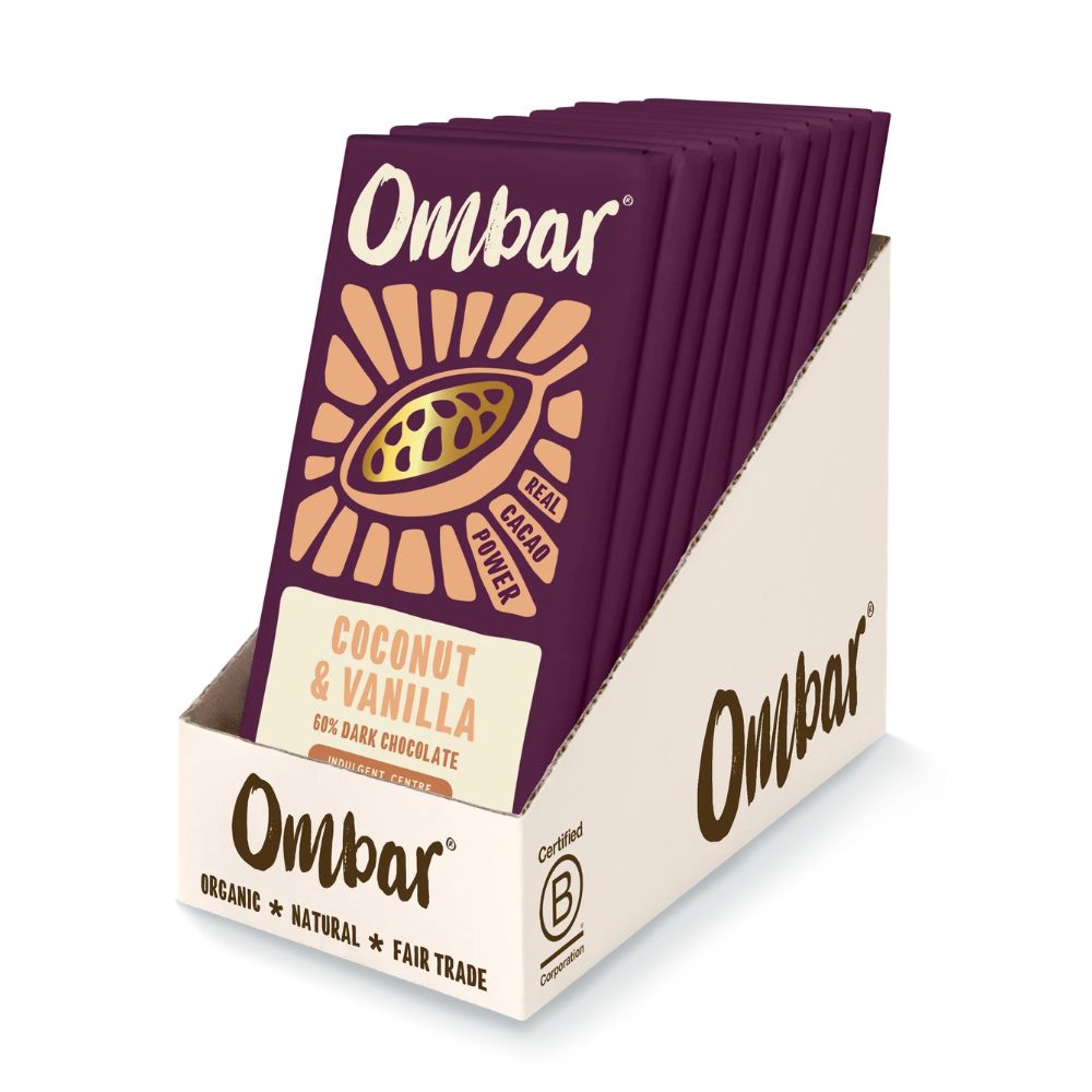 Ombar Centres Coconut & Vanilla Chocolate Bars 10 x 70g