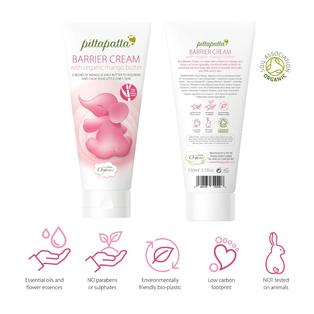Simply Gentle Pittapatta Organic Baby Barrier Cream 150ml x 3