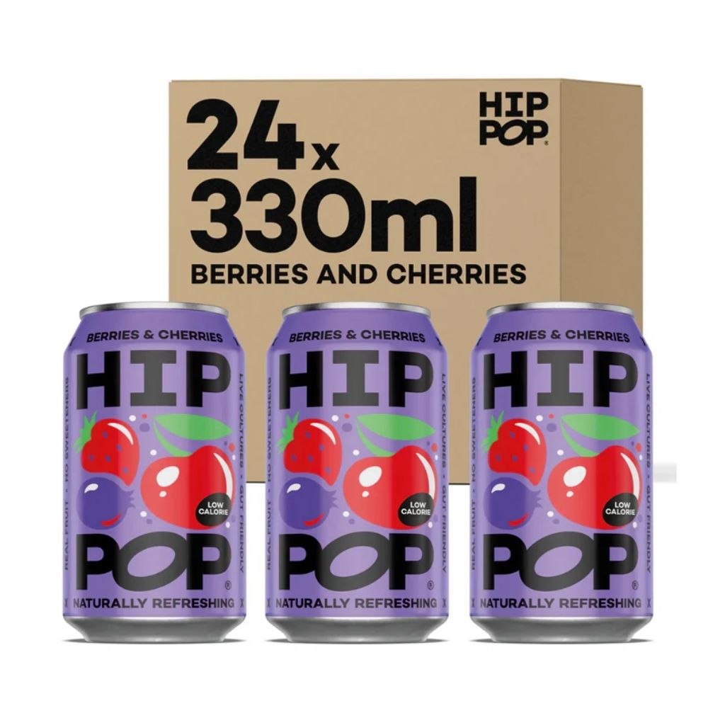 Hip Pop Berries & Cherries Living Soda 12 x 330ml