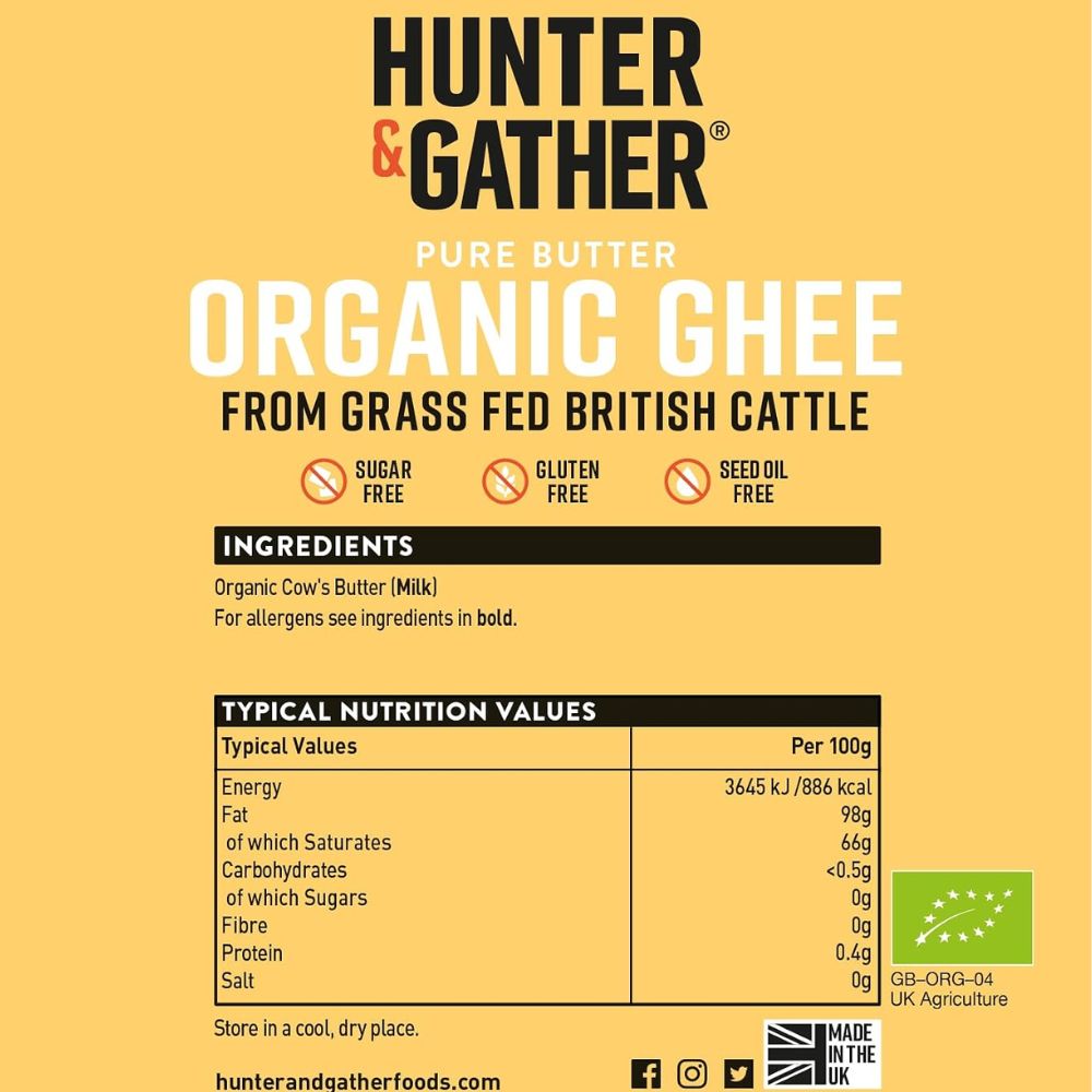 Hunter & Gather Grass-Fed British Organic Ghee 450g