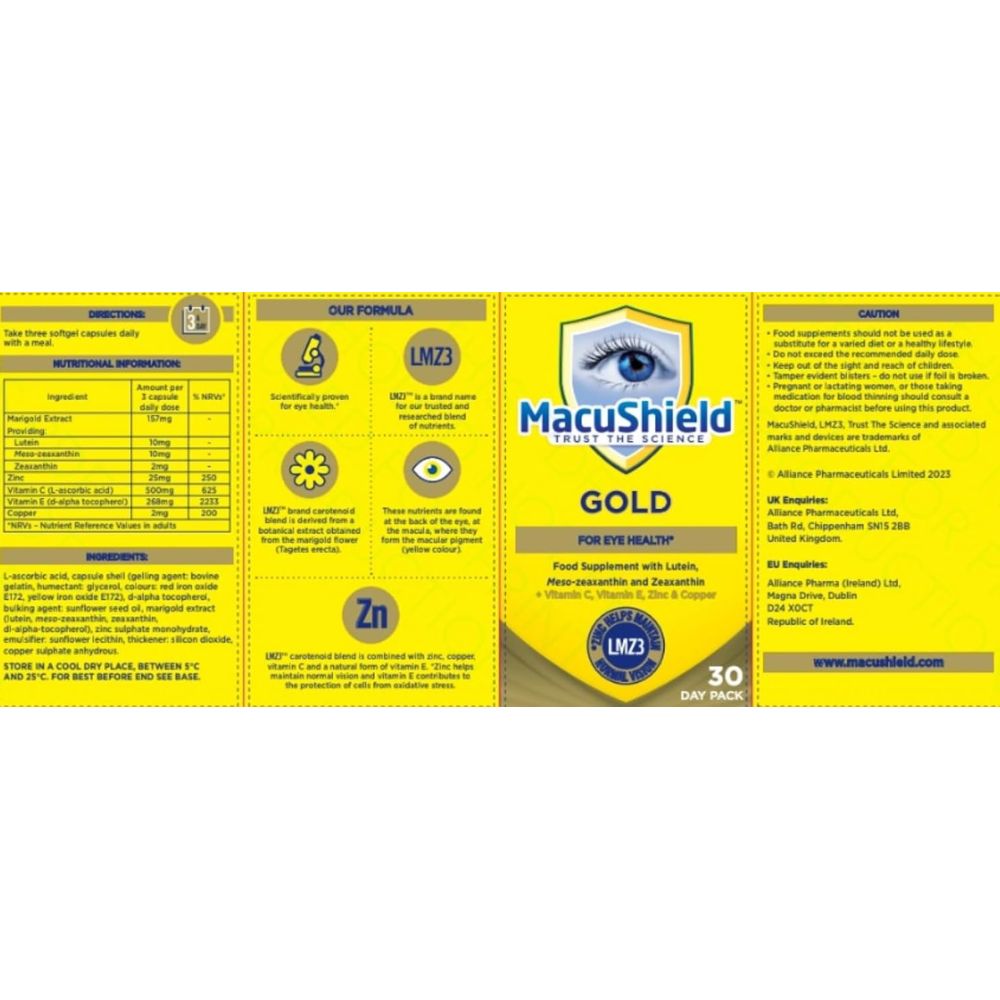 MacuShield Gold 30 Day Pack 90 Capsules