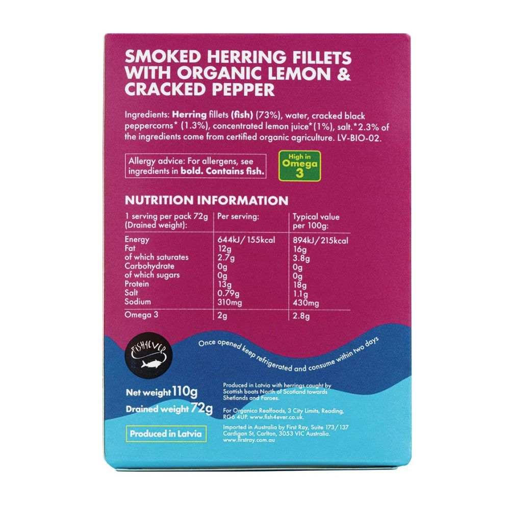 Fish4Ever Smoked Herring Lemon & Pepper 12 x 110g
