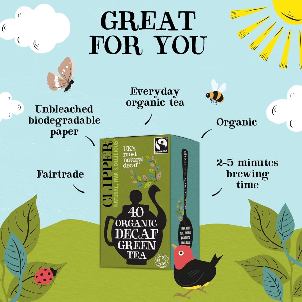Clipper Fairtrade Organic Decaf Green Tea 40 Bags