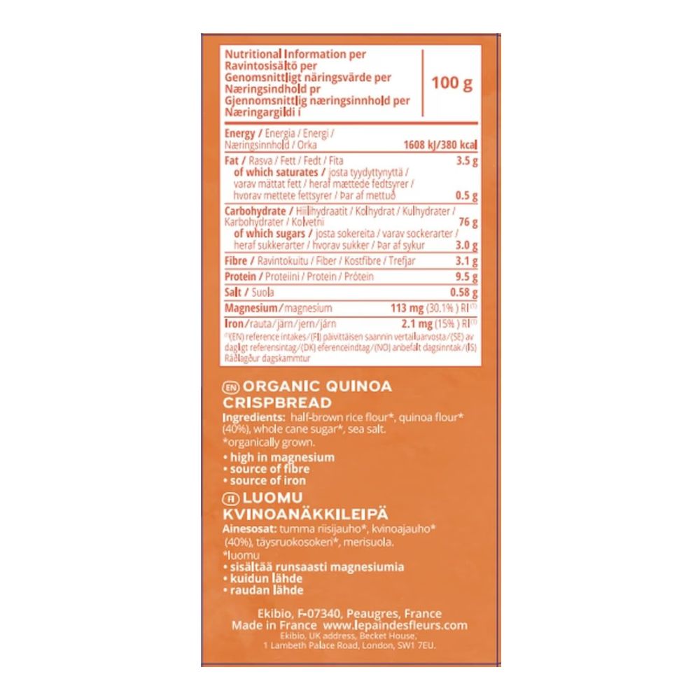 Le Pain Des Fleurs Organic Quinoa Gluten Free Crispbread 6 x 150g