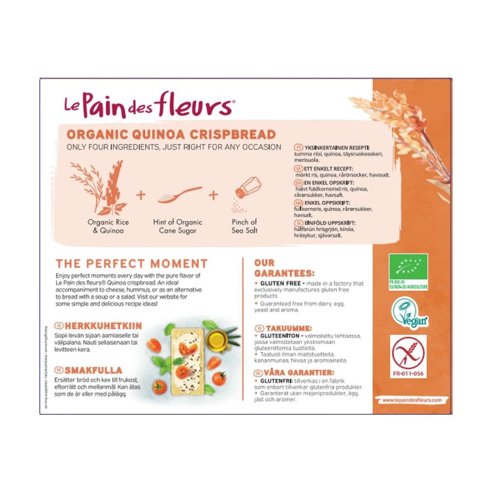 Le Pain Des Fleurs Organic Quinoa Gluten Free Crispbread 6 x 150g