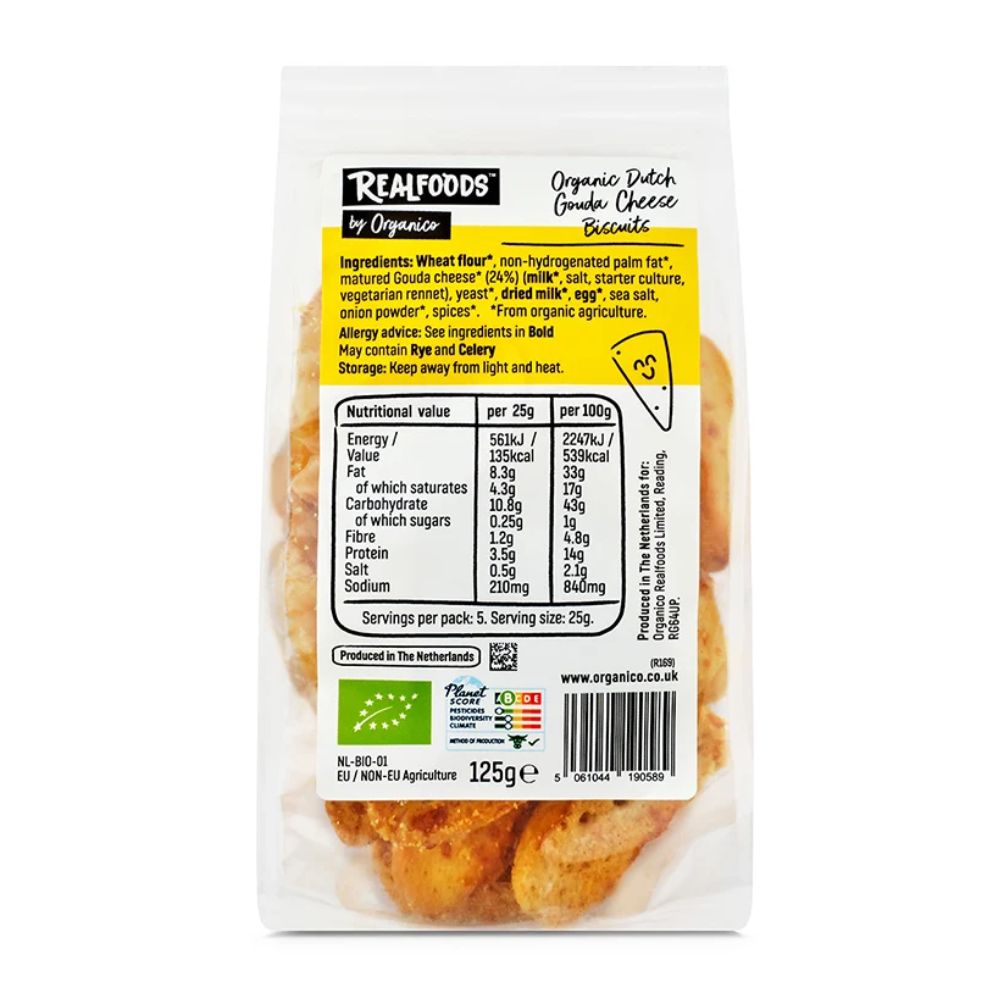 Realfoods by Organico Organic Mini Gouda Cheese Biscuits 10 x 125g