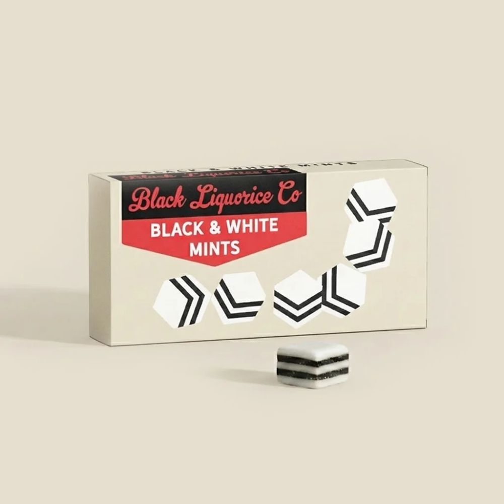 Black Liquorice Company Black & White Mints Heritage Box 6 x 125g