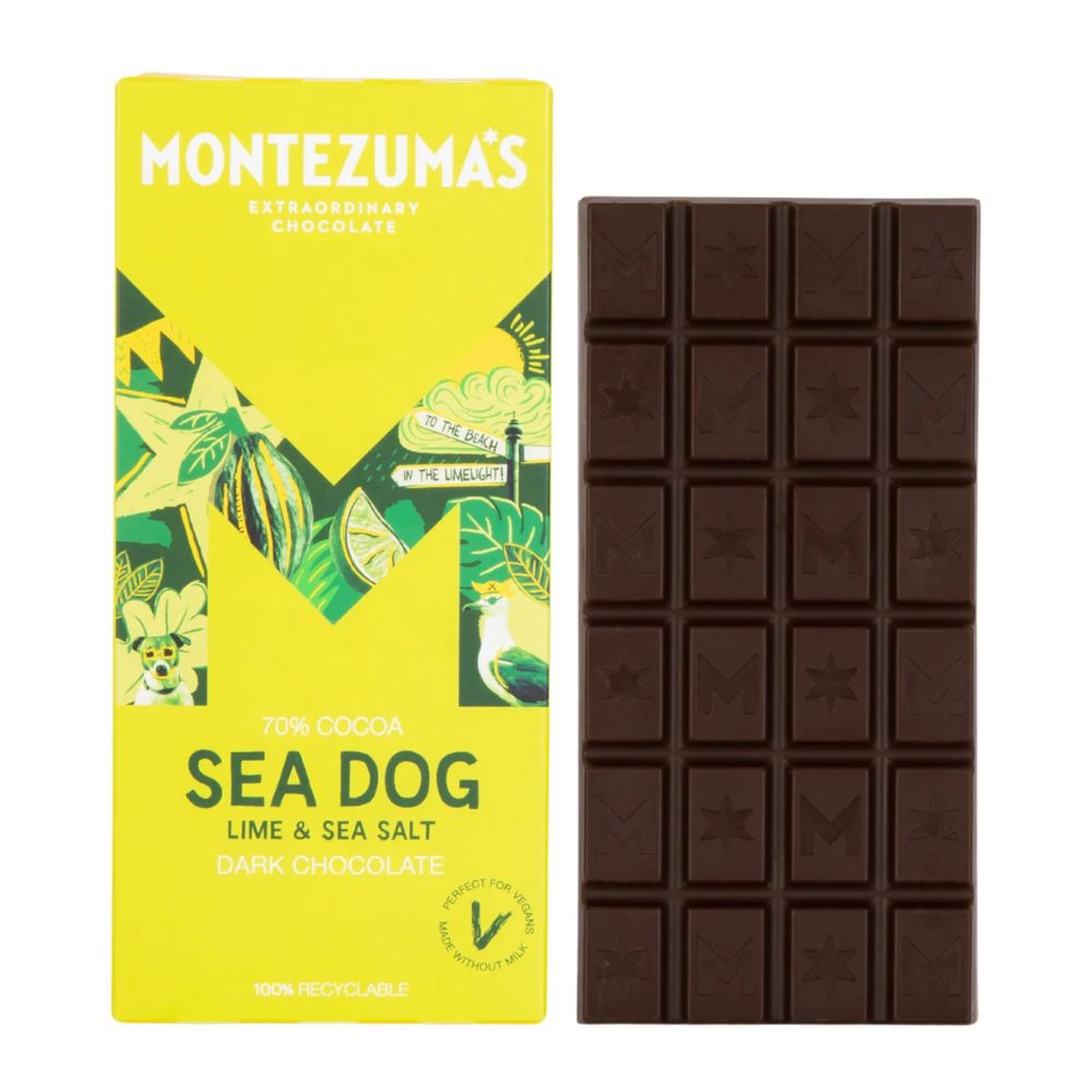 Montezuma Sea Dog Dark Chocolate with Lime & Sea Salt 12 x 90g