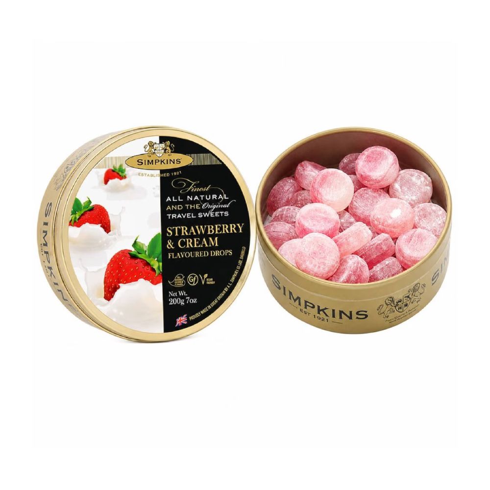 Simpkins Strawberry & Cream Travel Sweets Drops 6 x 200g