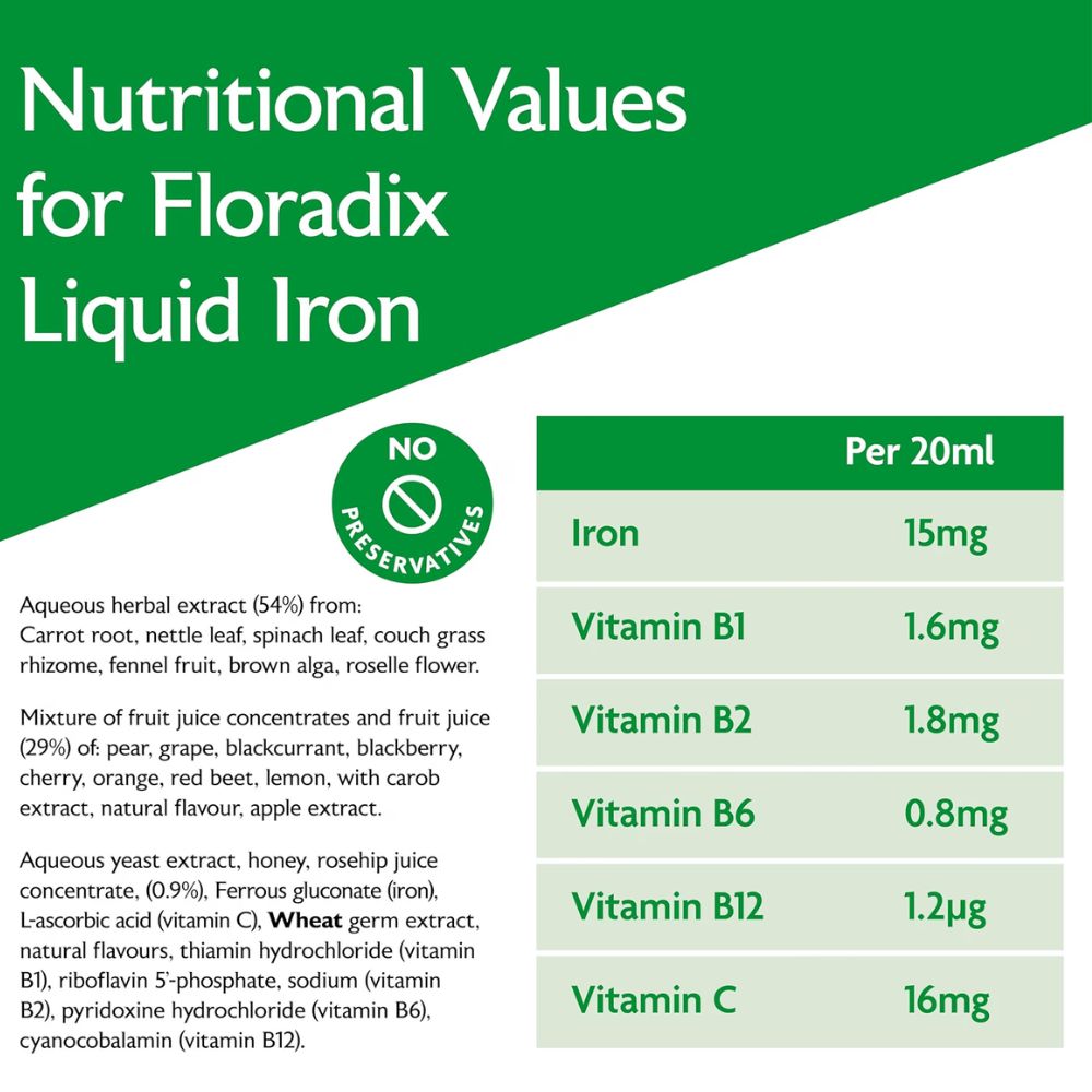 Floradix Liquid Iron & Vitamin Formula 500ml