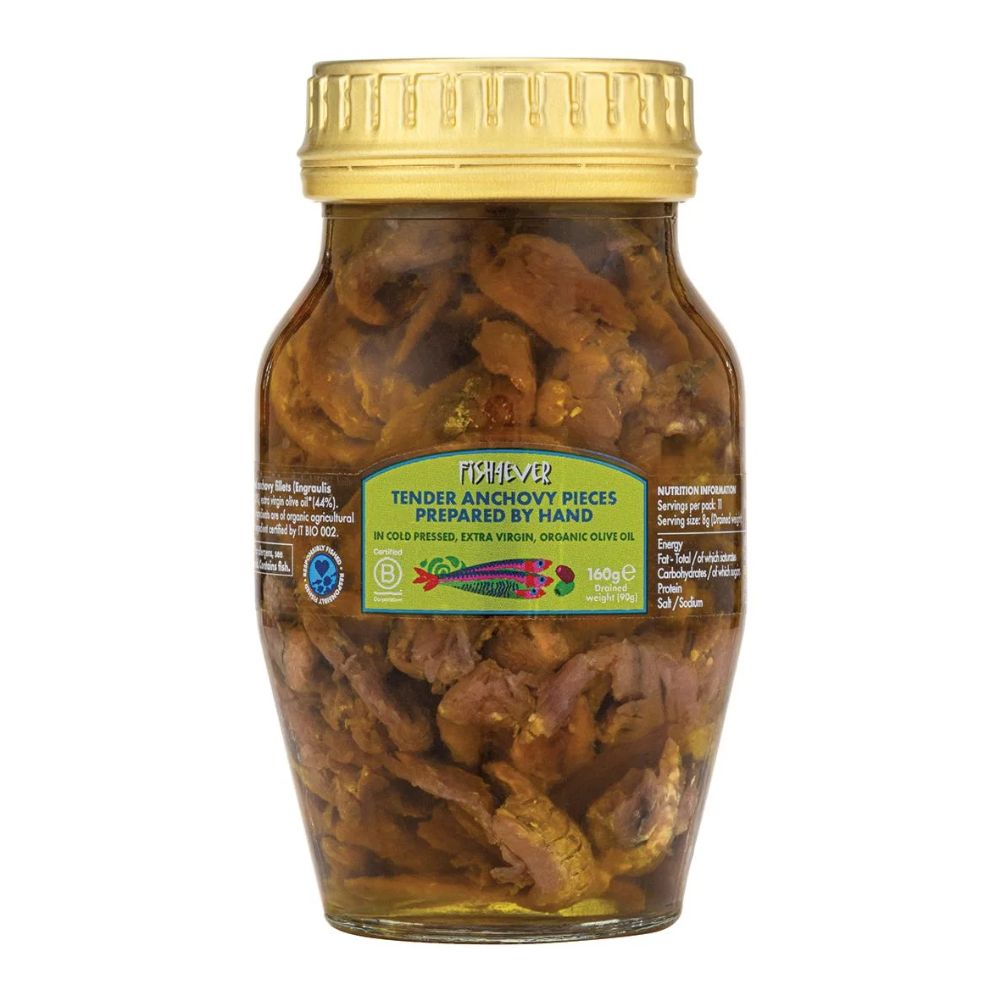 Fish4Ever Anchovy Pieces in Organic Extra Virgin Olive Oil 160g