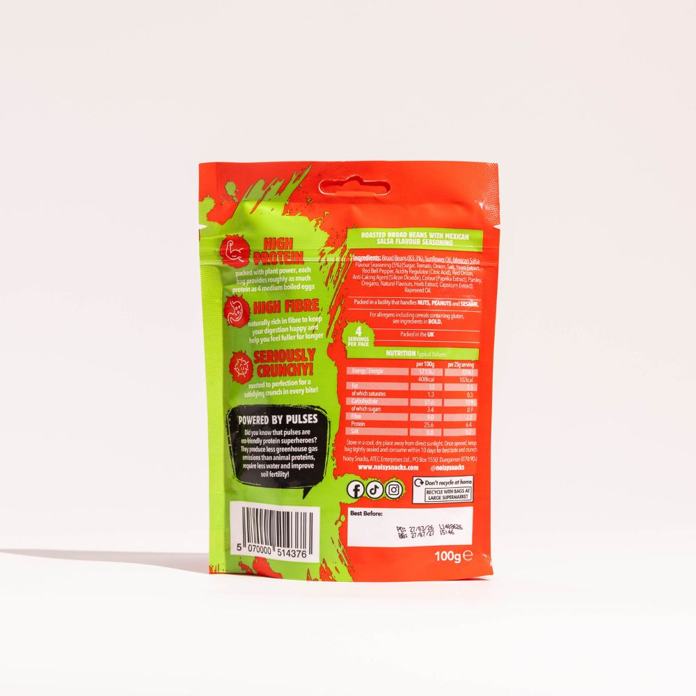 Noisy Snacks Broad Beans Mexican Salsa 7 x 100g