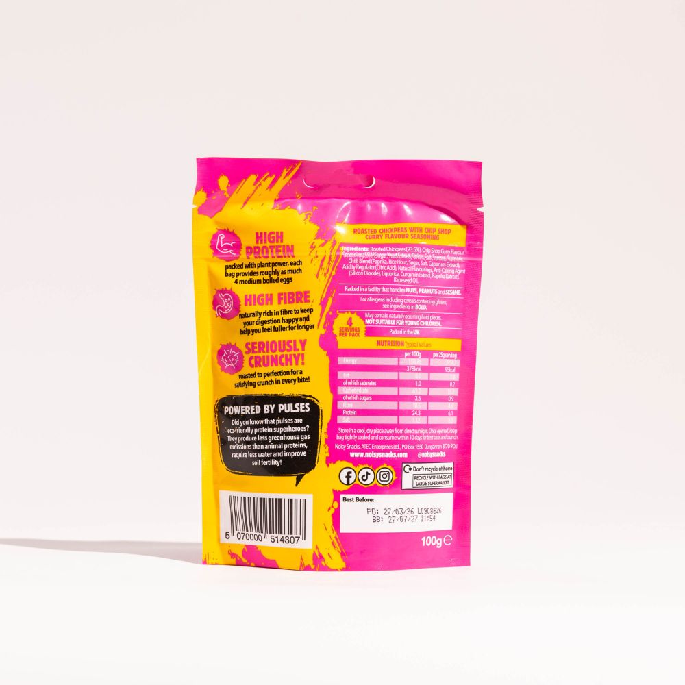 Noisy Snacks Coated Chickpeas Chip Shop Curry 7 x 100g