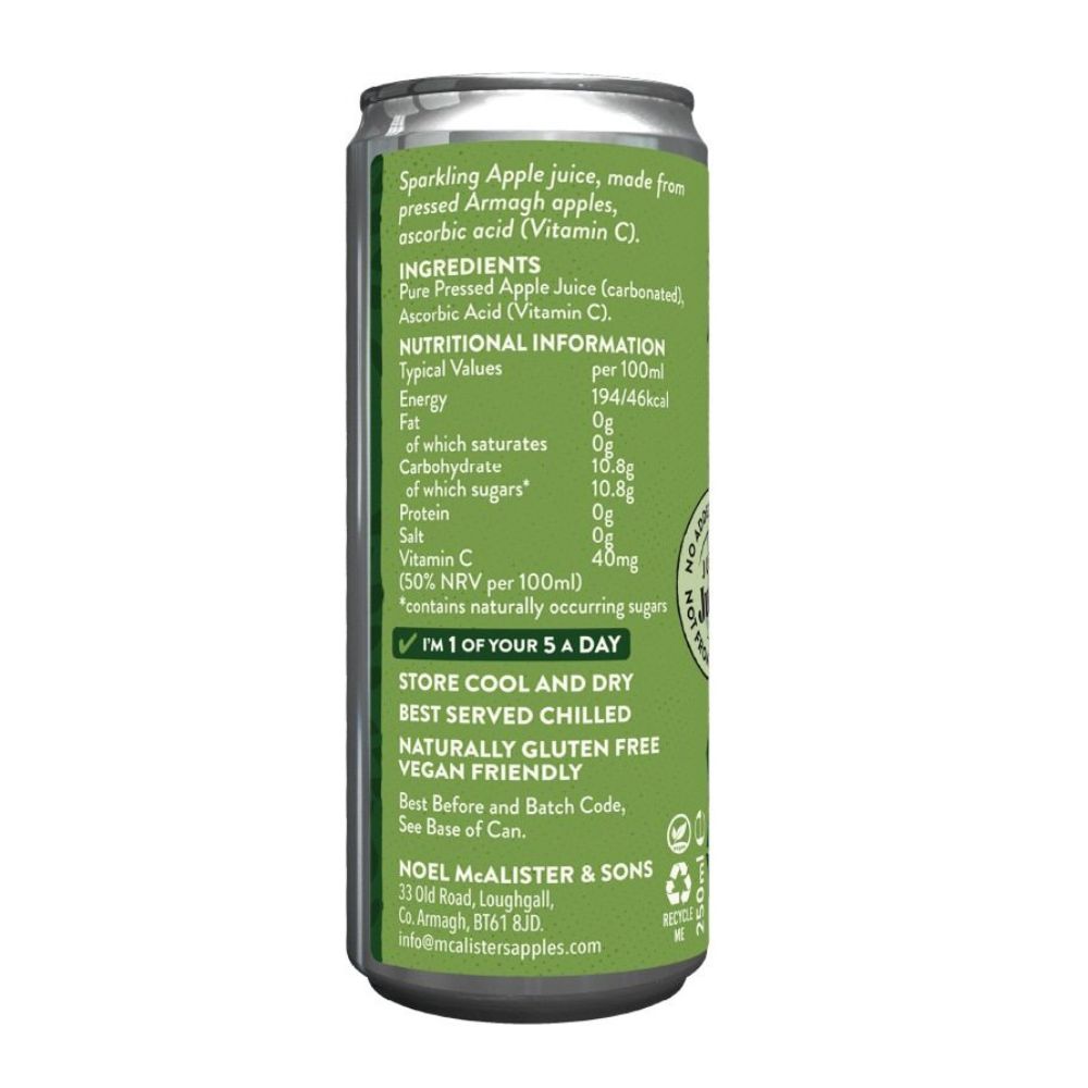 Juist Sparkling Pure Apple Juice Can 12 x 250ml