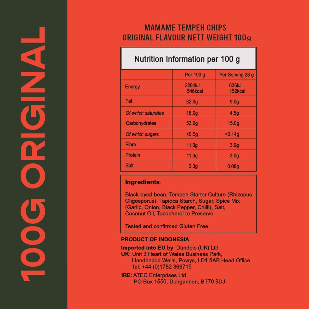 Mamame Tempeh Chips Original 12 x 100g