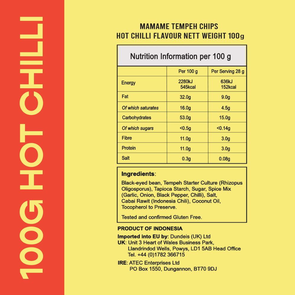 Mamame Tempeh Chips Hot Chilli 12 x 100g