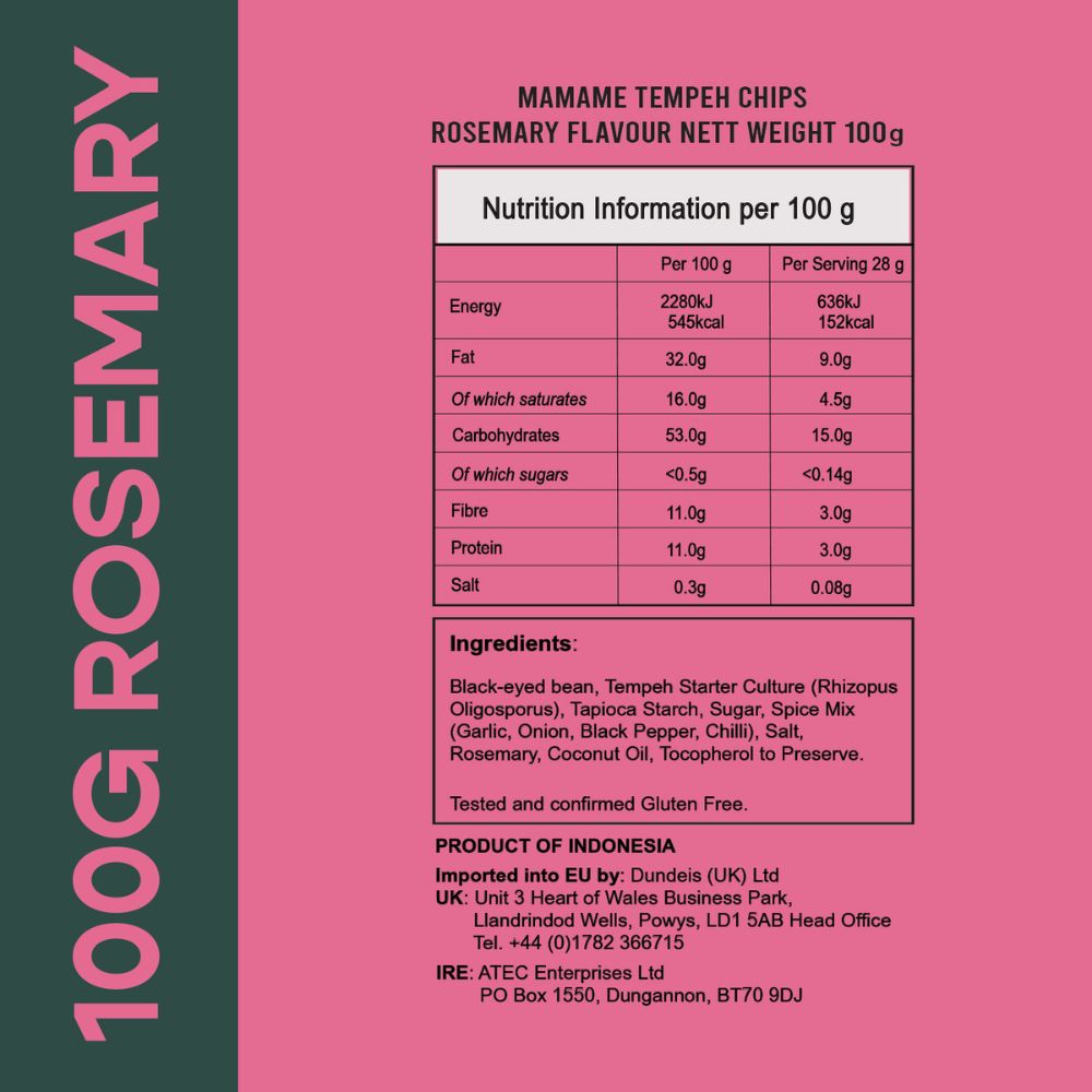 Mamame Tempeh Chips Rosemary 12 x 100g