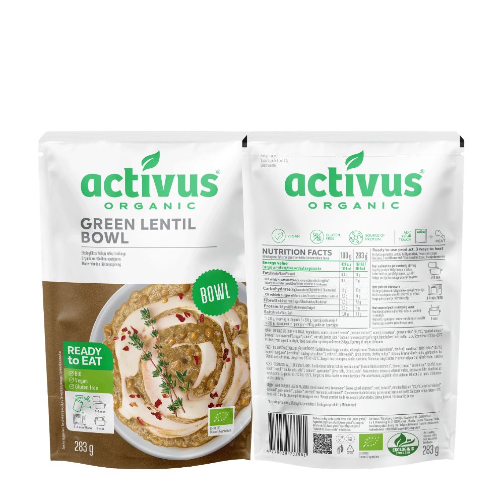 Activus Green Lentil Dhal Bowl 9 x 283g