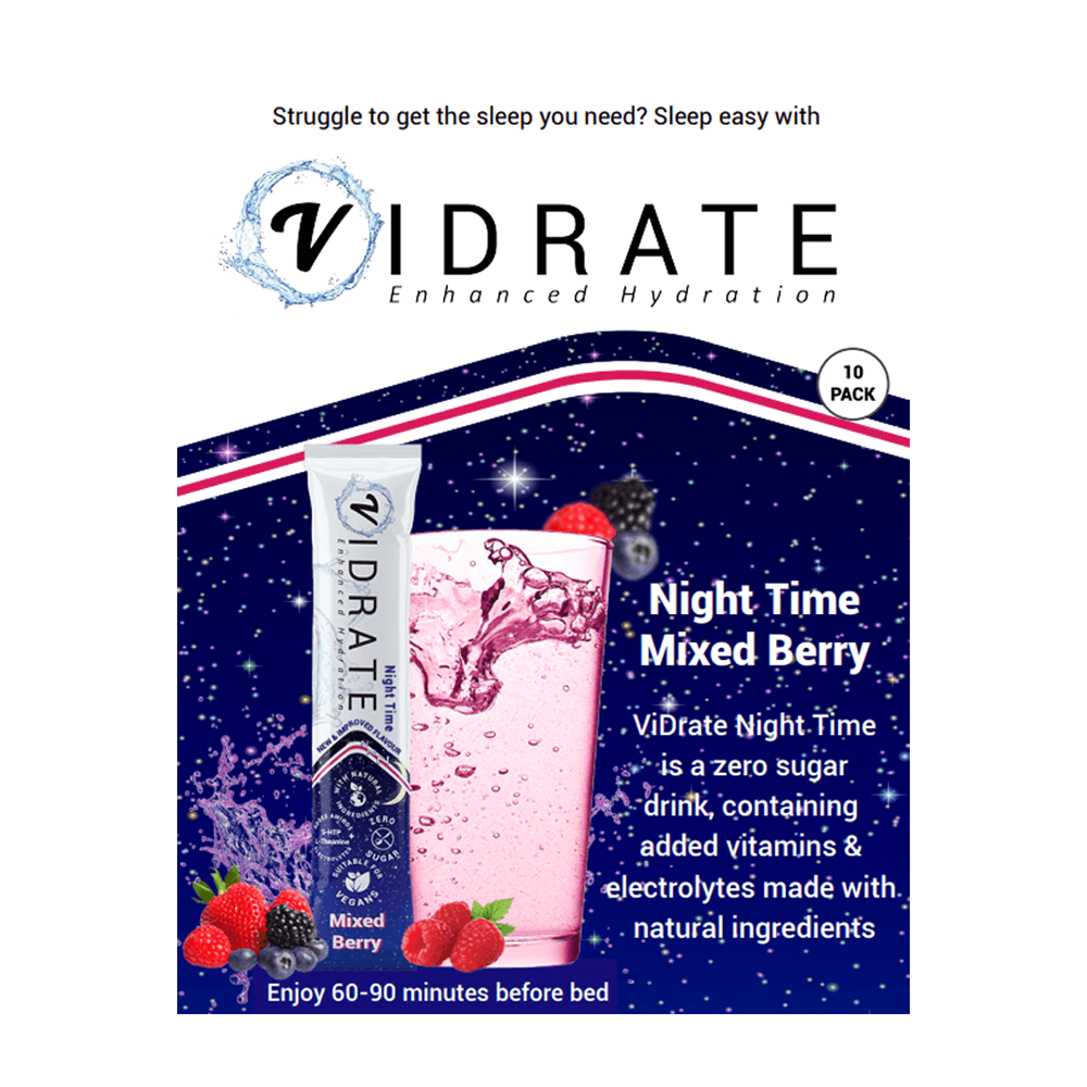 ViDrate Night Time Mixed Berry Shelf Ready Display Unit 10 x 3g
