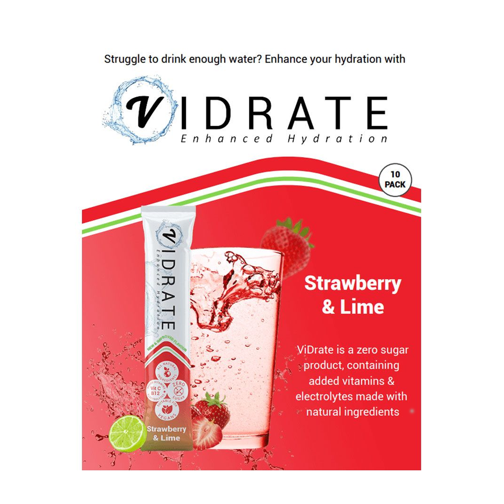 ViDrate Strawberry and Lime Shelf Ready Display Unit 10x3g