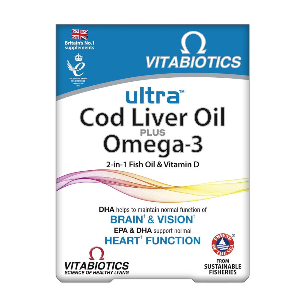 Vitabiotics Ultra 2-in-1 Omega-3 & Cod Liver 60 Capsules