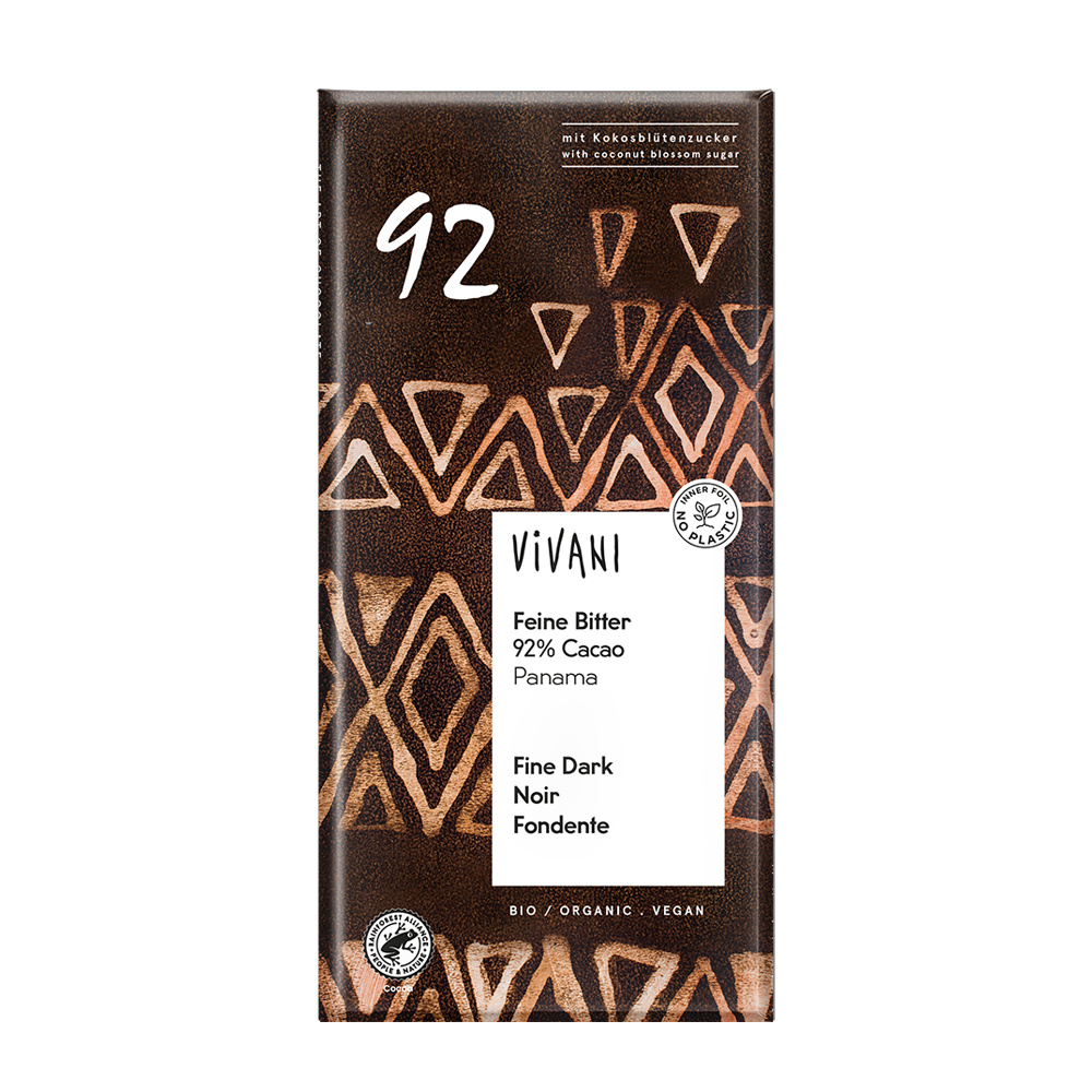 Vivani Fine Dark 92% Cocoa + Coconut Blossom Sugar 10 x 80g