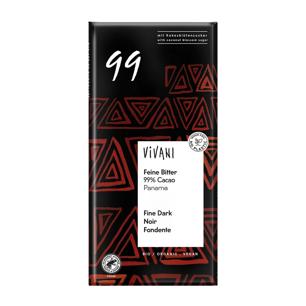Vivani Organic Fine Dark 99% Cocoa Chocolate Bar 10 x 80g